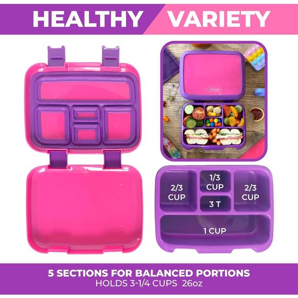 Kinsho Bento Lunch Box with 5 compartments - Purple/Pink - Picture 3 of 3